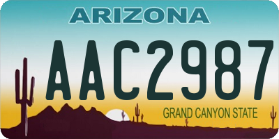 AZ license plate AAC2987