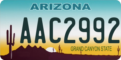 AZ license plate AAC2992