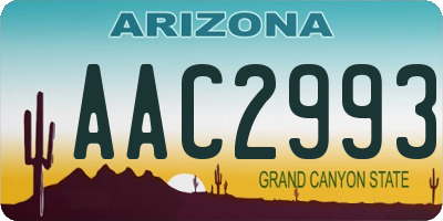 AZ license plate AAC2993