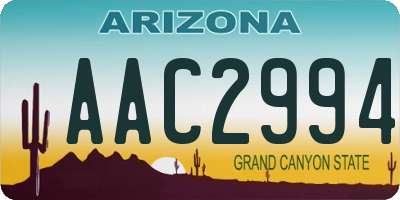 AZ license plate AAC2994