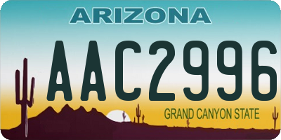 AZ license plate AAC2996