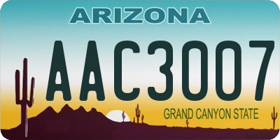 AZ license plate AAC3007