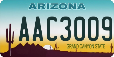 AZ license plate AAC3009