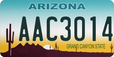 AZ license plate AAC3014