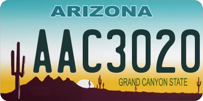 AZ license plate AAC3020