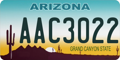 AZ license plate AAC3022