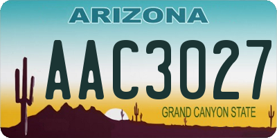 AZ license plate AAC3027