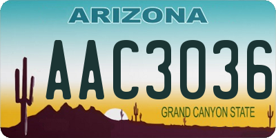 AZ license plate AAC3036