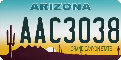 AZ license plate AAC3038