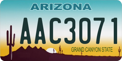 AZ license plate AAC3071