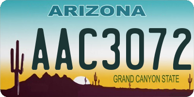 AZ license plate AAC3072