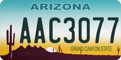 AZ license plate AAC3077