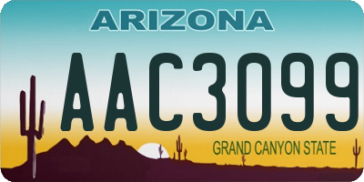 AZ license plate AAC3099