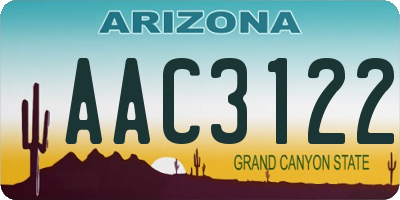 AZ license plate AAC3122