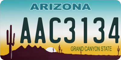 AZ license plate AAC3134