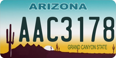 AZ license plate AAC3178