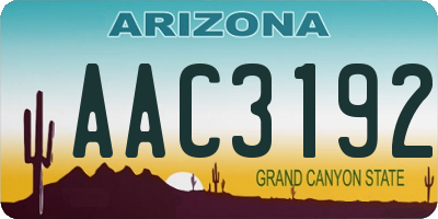 AZ license plate AAC3192