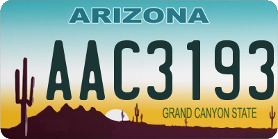 AZ license plate AAC3193