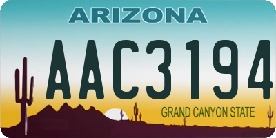 AZ license plate AAC3194