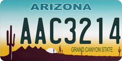 AZ license plate AAC3214