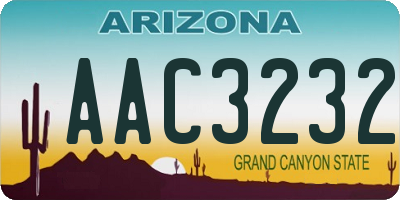 AZ license plate AAC3232