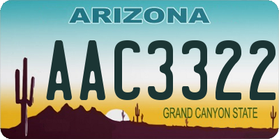 AZ license plate AAC3322