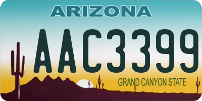 AZ license plate AAC3399