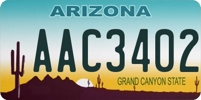 AZ license plate AAC3402