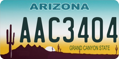 AZ license plate AAC3404