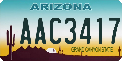 AZ license plate AAC3417
