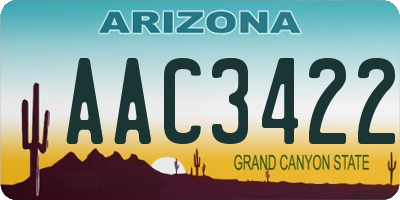 AZ license plate AAC3422