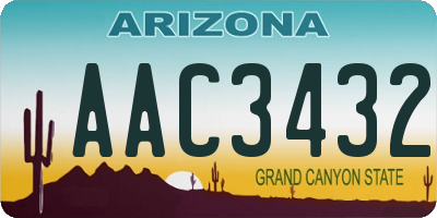 AZ license plate AAC3432