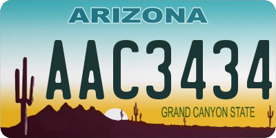 AZ license plate AAC3434