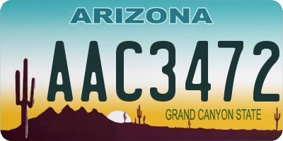 AZ license plate AAC3472