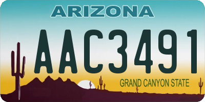 AZ license plate AAC3491