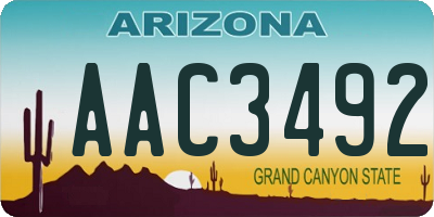 AZ license plate AAC3492
