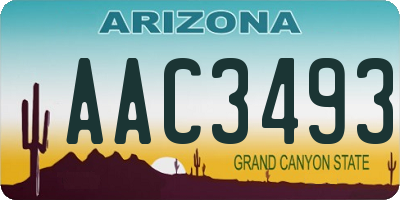 AZ license plate AAC3493