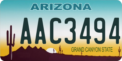 AZ license plate AAC3494