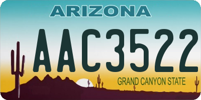 AZ license plate AAC3522