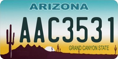 AZ license plate AAC3531