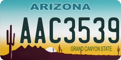 AZ license plate AAC3539