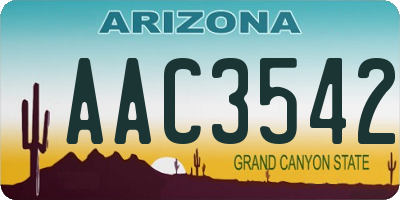 AZ license plate AAC3542