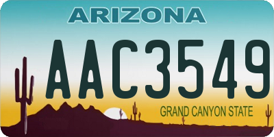 AZ license plate AAC3549