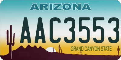 AZ license plate AAC3553