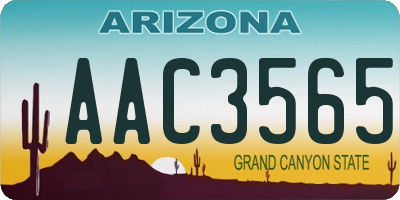 AZ license plate AAC3565
