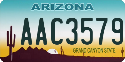 AZ license plate AAC3579