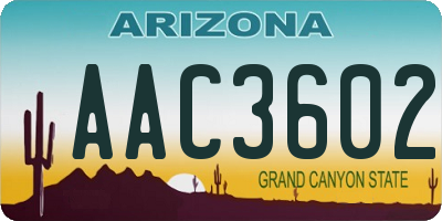 AZ license plate AAC3602