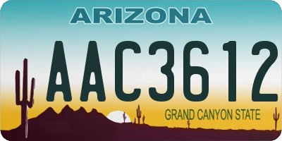 AZ license plate AAC3612
