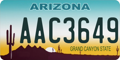 AZ license plate AAC3649