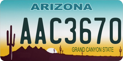 AZ license plate AAC3670